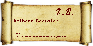 Kolbert Bertalan névjegykártya