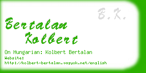 bertalan kolbert business card